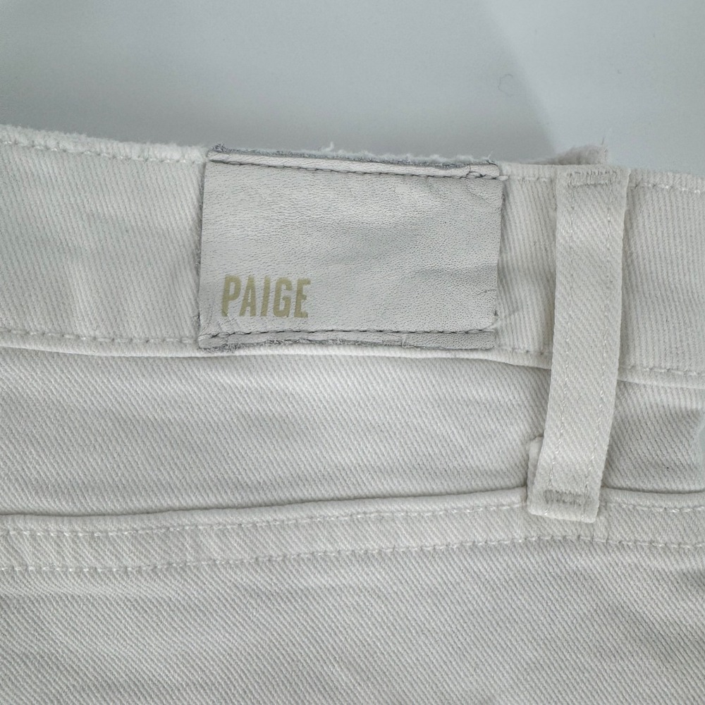 PAIGE Sarah Slim White Jeans‎ Women's Size 32 Distressed Stretch Denim - Picture 4 of 8